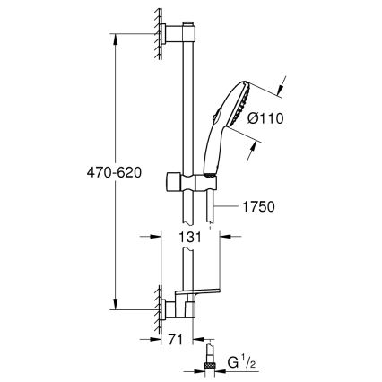 GROHE 26952001 - Set de duș VITALIO START 110, 600 mm, crom lucios