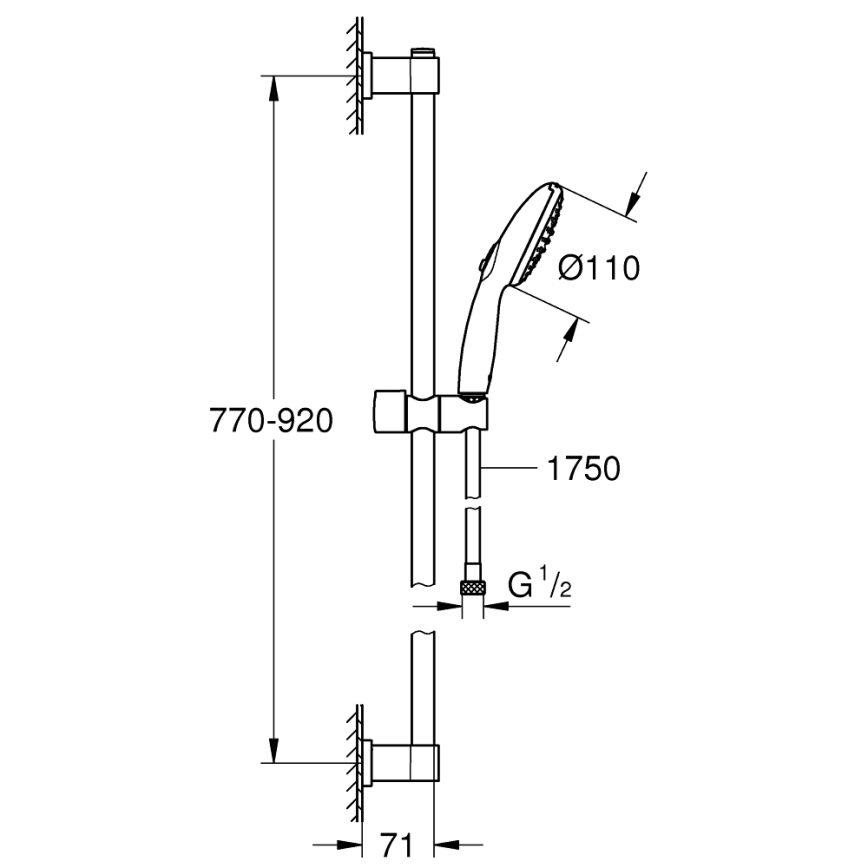 GROHE 26955001 - Set de duș VITALIO START 110, 900 mm, inox