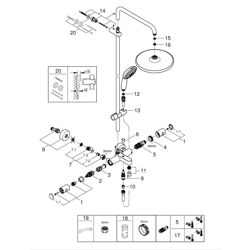 GROHE 269882431 - Sistem de duș VITALIO START SYSTEM 250 390 mm negru