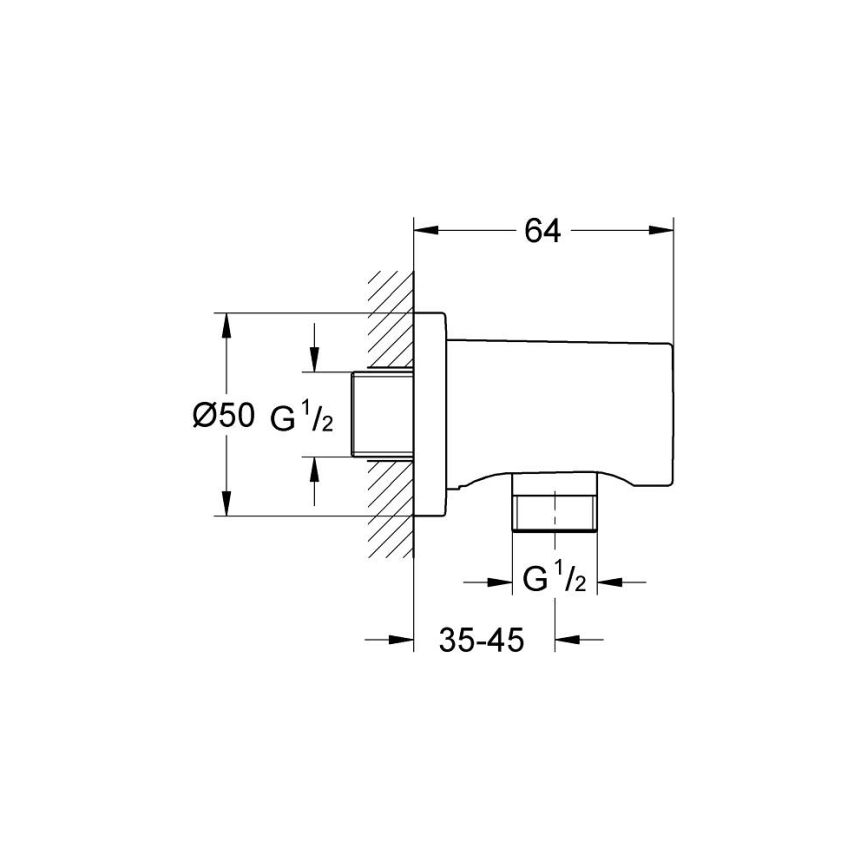 GROHE 27057DL0 - Cot de perete RAINSHOWER DN 15, cupru periat