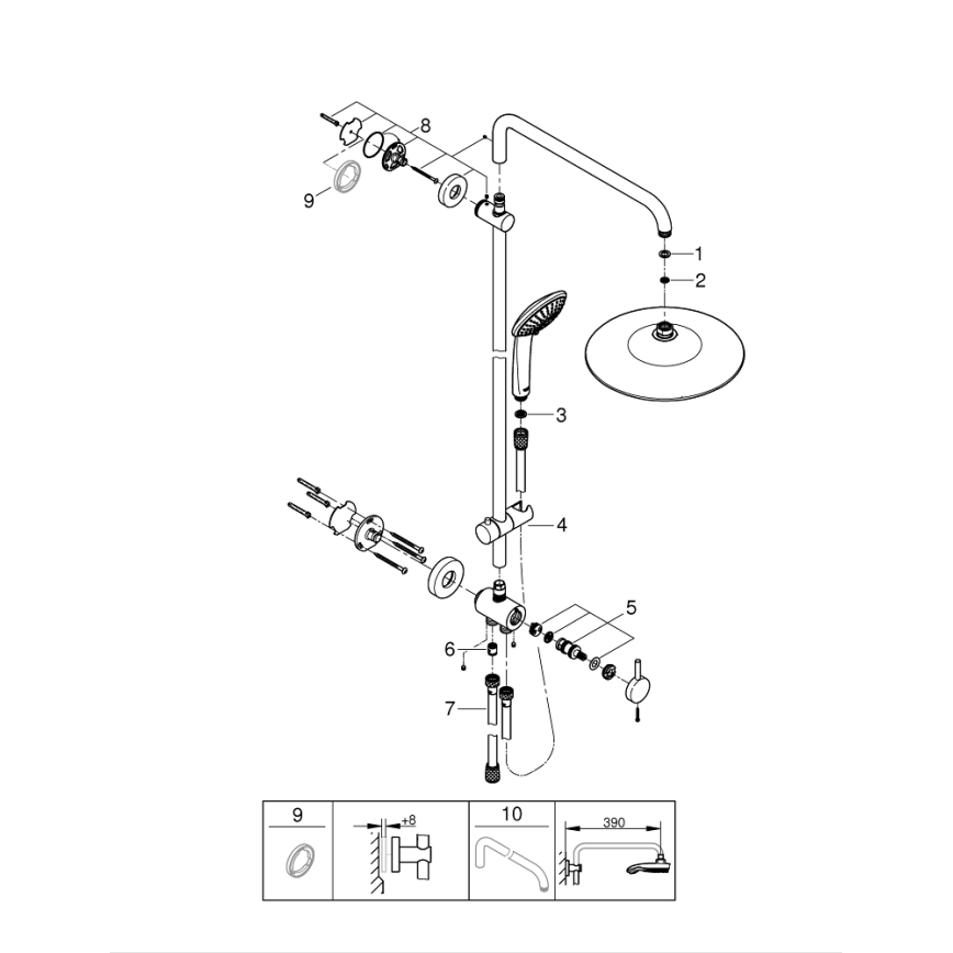 GROHE 27421002 - Sistem de duș EUPHORIA 260 crom lucios