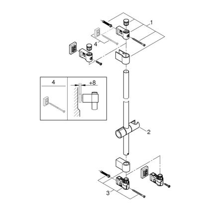 GROHE 277242431 - Bară de duș VITALIO UNIVERSAL 600 mm, neagră