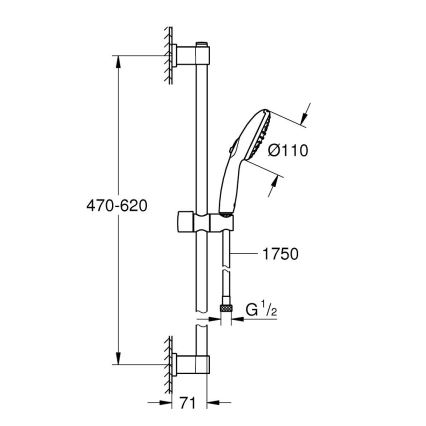 GROHE 279482431 - Set de duș VITALIO START 110 600 mm negru