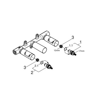 GROHE 29025002 -Corp încastrat universal pentru baterie de lavoar cu trei orificii alamă