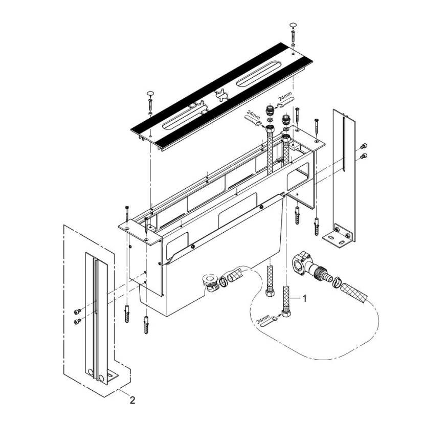 GROHE 29037000 - Corp de montaj pentru baterie de cadă cu orificiu de 45 mm, crom lucios
