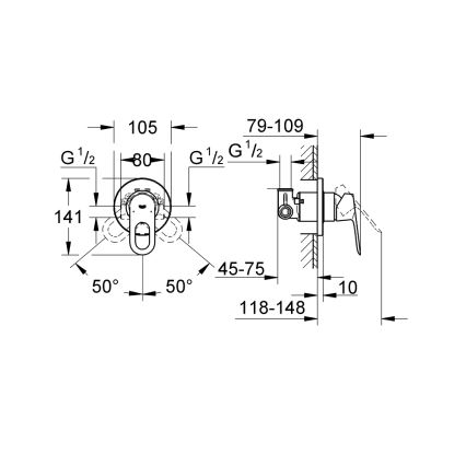 GROHE 29042000 - Baterie de duș BAULOOP crom lucios
