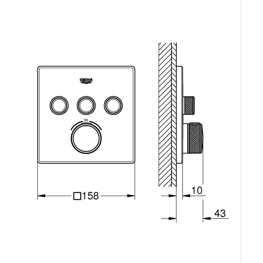 GROHE 29126AL0 - Termostat GROHTHERM SmartControl, 158 × 158 mm, grafit