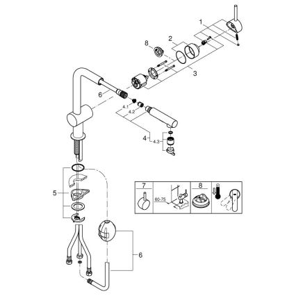 GROHE 30274000 - Baterie pentru chiuvetă de bucătărie cu pipa în formă de L, crom lucios