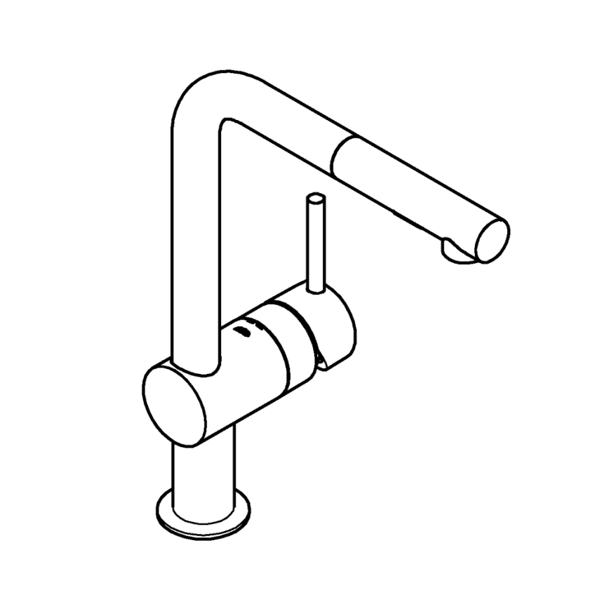 GROHE 30274000 - Baterie pentru chiuvetă de bucătărie cu pipa în formă de L, crom lucios