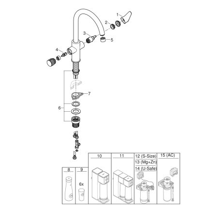 GROHE 30592000 - Baterie pentru chiuvetă StartCurve BLUE PURE, 411 mm, crom lucios