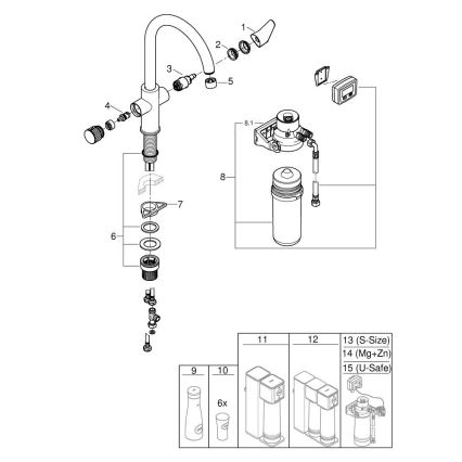 GROHE 30593000 - Baterie pentru chiuvetă BLUE PURE cu pipa în formă de C, crom lucios