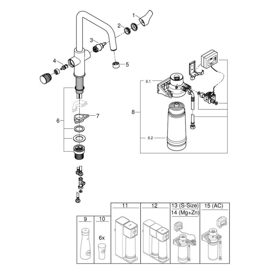 GROHE 30594000 - Baterie pentru chiuvetă BLUE PURE Start cu funcție de filtrare Ultrasafe, crom