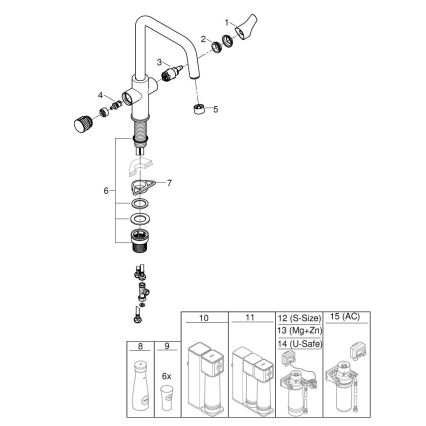GROHE 30595DC0 - Baterie pentru chiuvetă BLUE PURE din oțel inoxidabil
