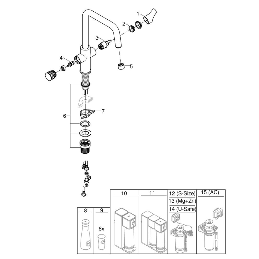 GROHE 30595DC0 - Baterie pentru chiuvetă BLUE PURE din oțel inoxidabil