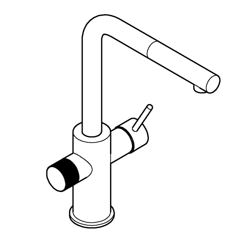 GROHE 30601000 - Baterie pentru chiuvetă BLUE PURE A cu furtun extractabil, crom lucios