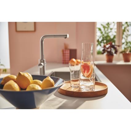 GROHE 30601DC0 - Baterie pentru chiuvetă BLUE PURE, cu duză extractibilă, inox