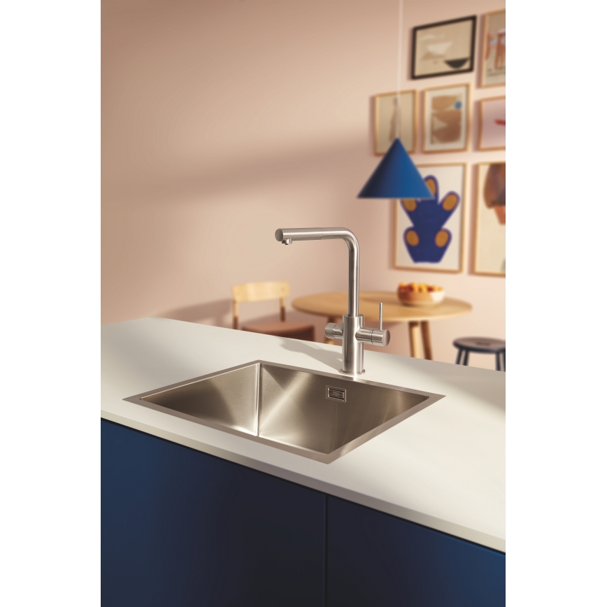 GROHE 30601DC0 - Baterie pentru chiuvetă BLUE PURE, cu duză extractibilă, inox