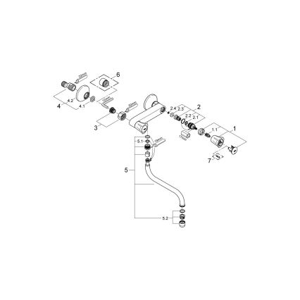 GROHE 31187001 - Baterie pentru chiuvetă COSTA L, montare pe perete, 200 mm, crom lucios