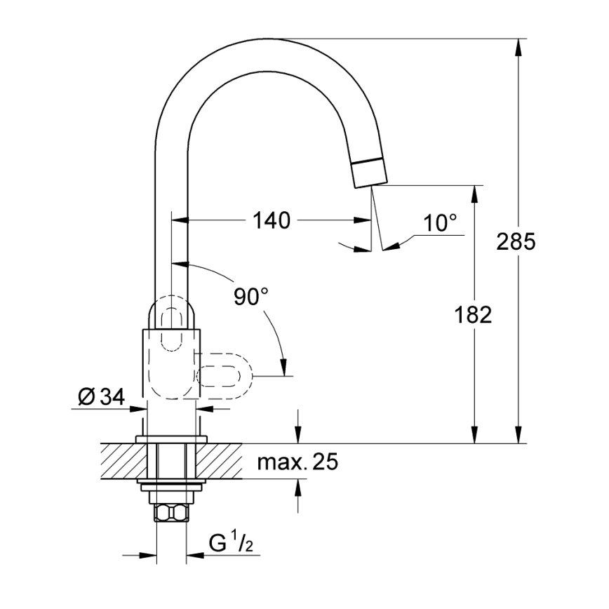 GROHE 31222000 - Baterie pentru chiuvetă BAULOOP, crom lucios