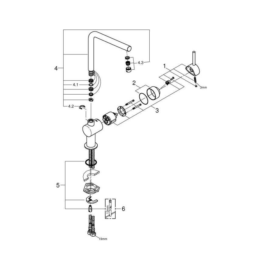 GROHE 31375000 - Baterie pentru chiuvetă A, 360 mm, crom lucios