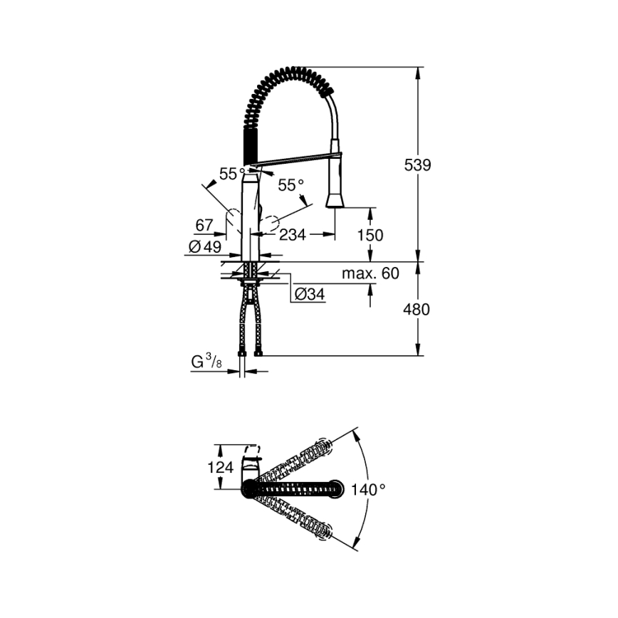 GROHE 31379DC0 - Baterie pentru chiuvetă K7, inox