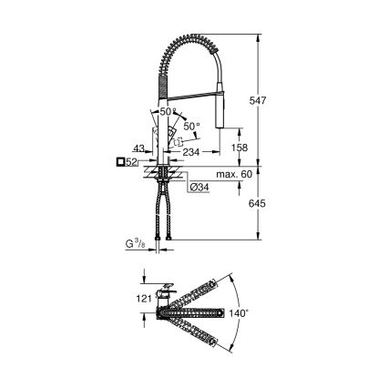 GROHE 31395000 - Baterie pentru chiuvetă EUROCUBE 547 mm, crom lucios