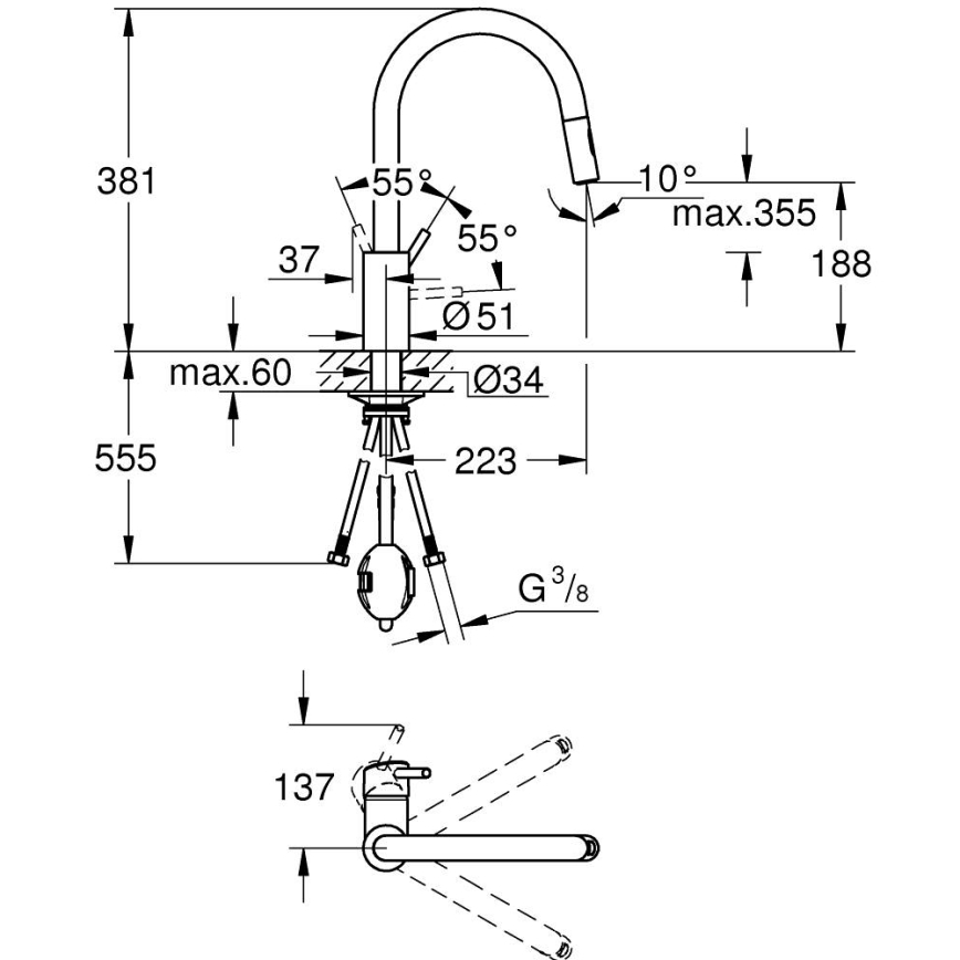 GROHE 31483DC2 - Baterie pentru chiuvetă CONCETTO din oțel inoxidabil