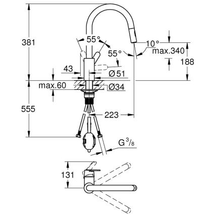 GROHE 31484001 - Baterie pentru chiuvetă GET, crom lucios