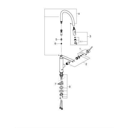 GROHE 31491000 - Baterie pentru chiuvetă CONCETTO cu duș profesional, crom lucios