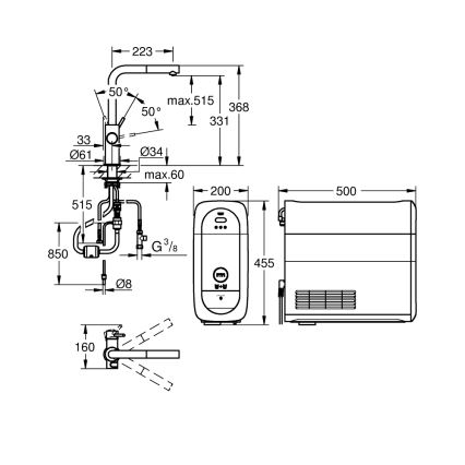 GROHE 31539000 - Baterie pentru chiuvetă BLUE HOME, pipa în L, crom lucios