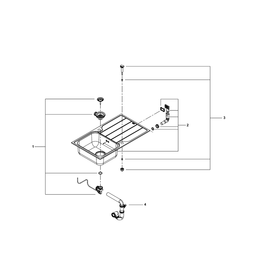 GROHE 31573SD1 - Set chiuvetă de bucătărie K500 cu scurgător și baterie A, 86×50 cm, oțel inoxidabil