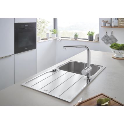 GROHE 31573SD1 - Set chiuvetă de bucătărie K500 cu scurgător și baterie A, 86×50 cm, oțel inoxidabil