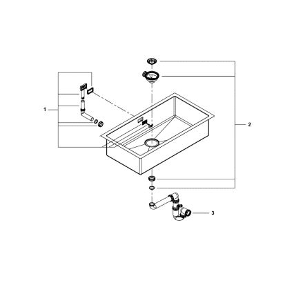 GROHE 31580SD1 - Chiuvetă de bucătărie K700, 864 × 464 mm, oțel inoxidabil