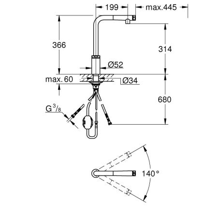 GROHE 31613DC0 - Baterie pentru chiuvetă A SmartControl, inox