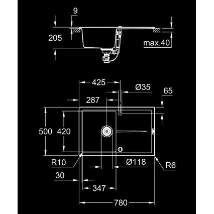 GROHE 31639AP0 - Chiuvetă din compozit K400, 780 × 500 mm, neagră
