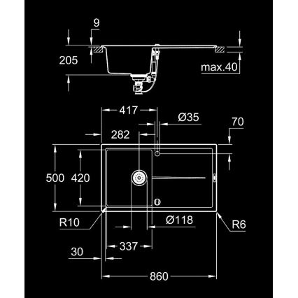 GROHE 31640AP0 - Chiuvetă din compozit K400, 860 × 500 mm, neagră