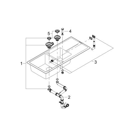 GROHE 31643AP0 - Chiuvetă din compozit K400 1160 × 500 mm negru