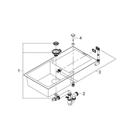 GROHE 31645AP0 - Chiuvetă din compozit K500 1000 × 500 mm, neagră