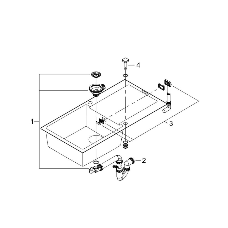 GROHE 31645AP0 - Chiuvetă din compozit K500 1000 × 500 mm, neagră