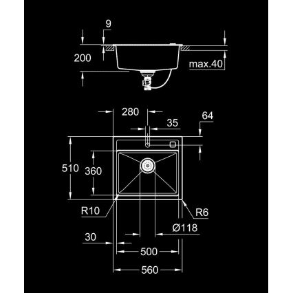 GROHE 31651AP0 - Chiuvetă din compozit K700, 560 × 510 mm, neagră