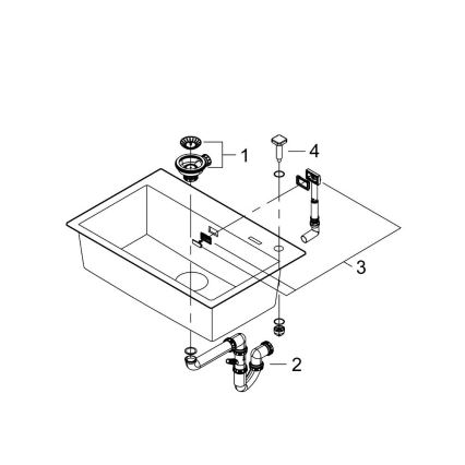 GROHE 31652AP0 - Chiuvetă din compozit K700 780 × 510 mm granit/negru