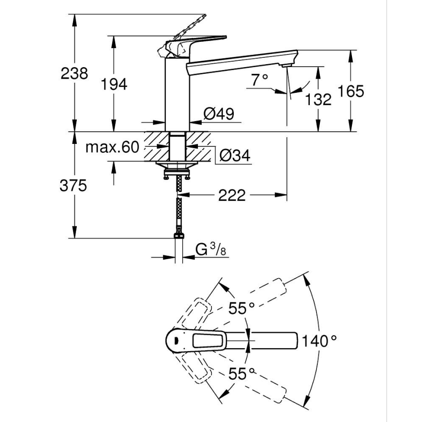 GROHE 31706000 - baterie pentru chiuvetă BAULOOP, crom lucios