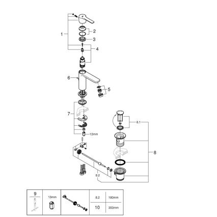GROHE 32109GL1 - Baterie pentru lavoar LINEARE, aurie