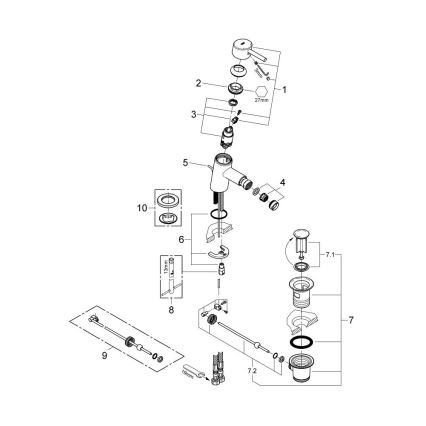 GROHE 32208001 - Baterie pentru bideu CONCETTO DN 15, crom lucios