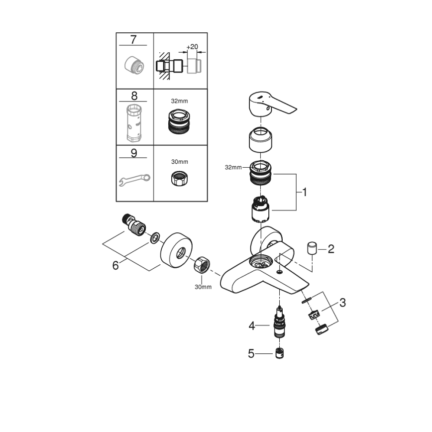 GROHE 322782432 - Baterie de cadă START 188 mm, neagră