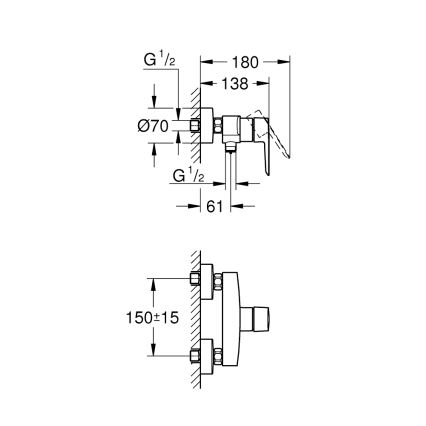 GROHE 322792432 - Baterie de duș START DN 15, neagră