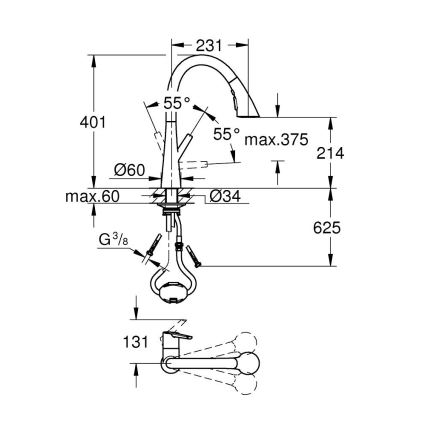 GROHE 32294DC2 - Baterie pentru chiuvetă ZEDRA, inox