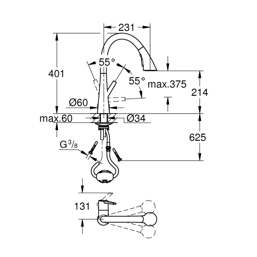 GROHE 32294DC2 - Baterie pentru chiuvetă ZEDRA, inox
