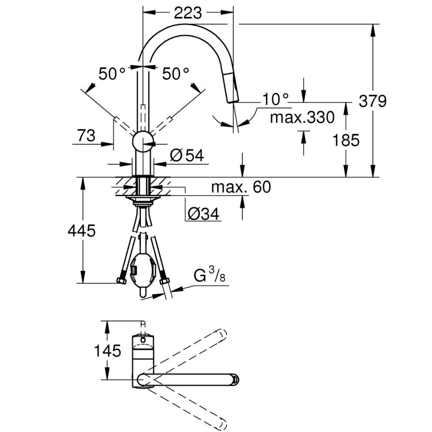 GROHE 32321DL2 - Baterie pentru chiuvetă, varianta A, finisaj bronz