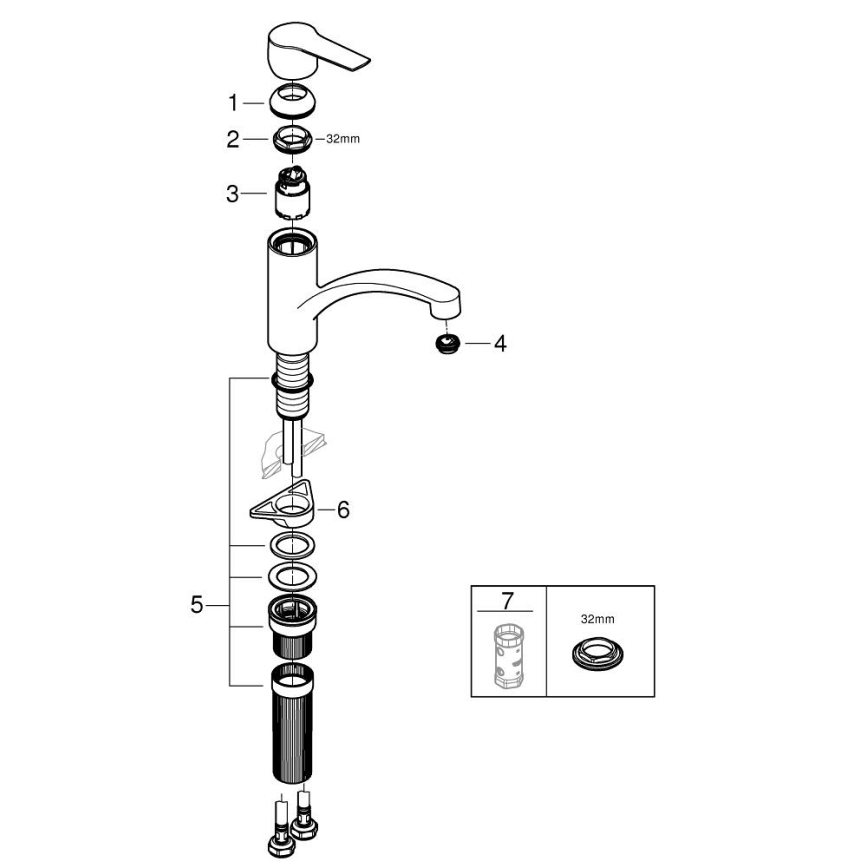 GROHE 324412432 - Baterie pentru chiuvetă START, 184 mm, neagră